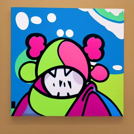 Image similar to kaws and murakami collaboration painting