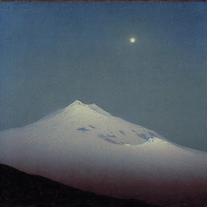 Image similar to mt elbrus at night, arkhip kuindzhi, thus spoke zarathustra