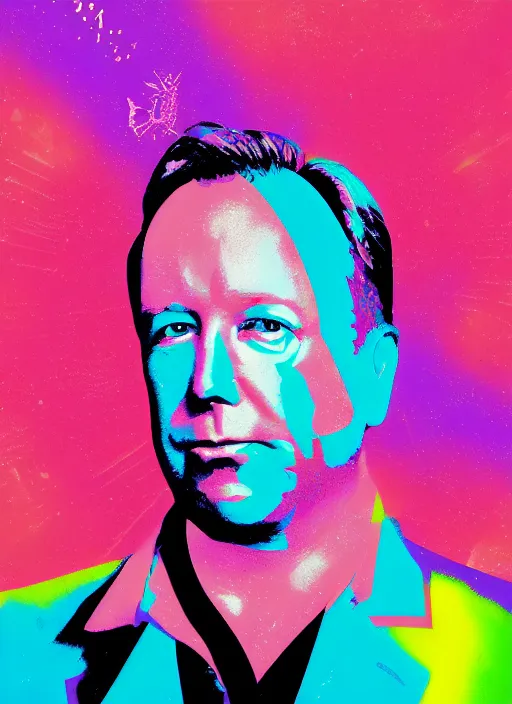 Image similar to alex jones by Zbigniew Brzezinski and lisa frank