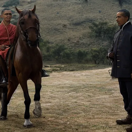 Prompt: Movie still of Barack Obama in Marco Polo