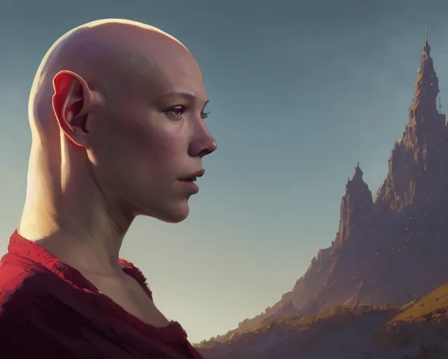 Prompt: highly detailed portrait of lea seydoux as a bald elf, in gta v, stephen bliss, unreal engine, fantasy art by greg rutkowski, loish, rhads, ferdinand knab, makoto shinkai and lois van baarle, ilya kuvshinov, rossdraws, tom bagshaw, global illumination, radiant light, detailed and intricate environment