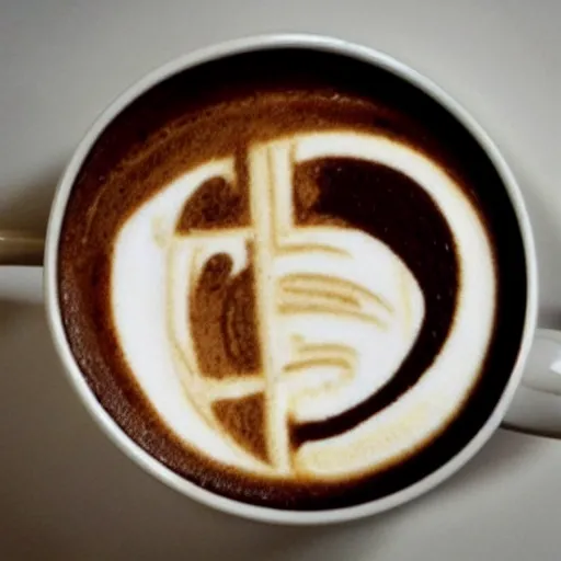 Image similar to most attractive cup of flat white coffee ever, with a maze drawn in the foam