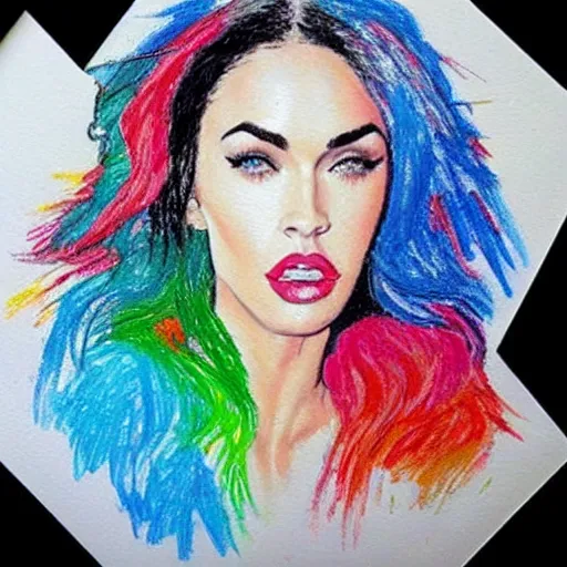 Prompt: “Megan Fox crayons paintings”