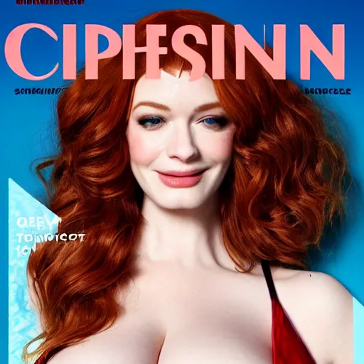 Image similar to Christina Hendricks on spoert illustrated swimsuit cover, 4k,