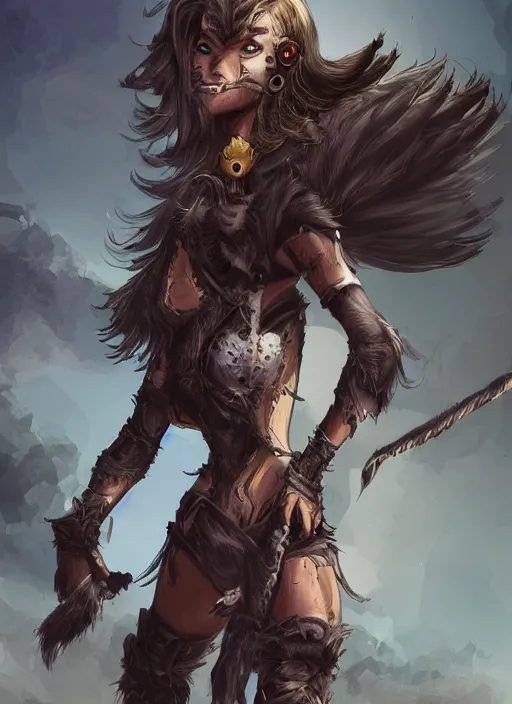 Image similar to Werewolf Warrior Princess, digital art, trending on Artstation