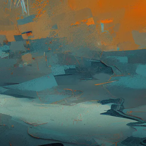 Image similar to abstract landscape painting at 12:00 by james jean and David Schnell, rendering, redshift, octane