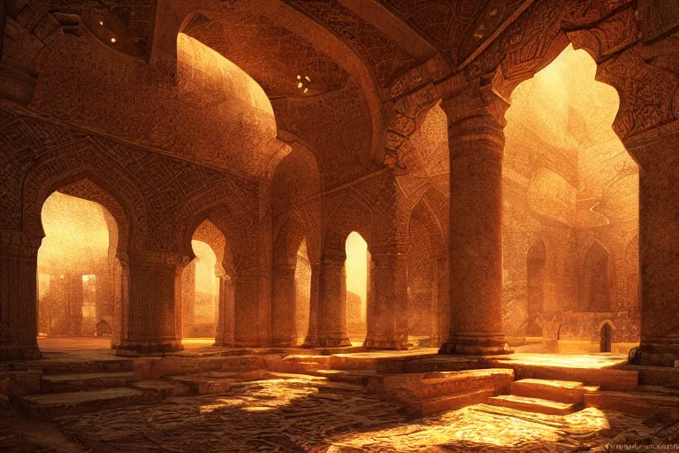 Image similar to the most amazing dream you ever had about ancient persia, hyper realistic, ambient lighting, concept art, intricate, hyper detailed, smooth, dynamic volumetric lighting, octane, cinematic