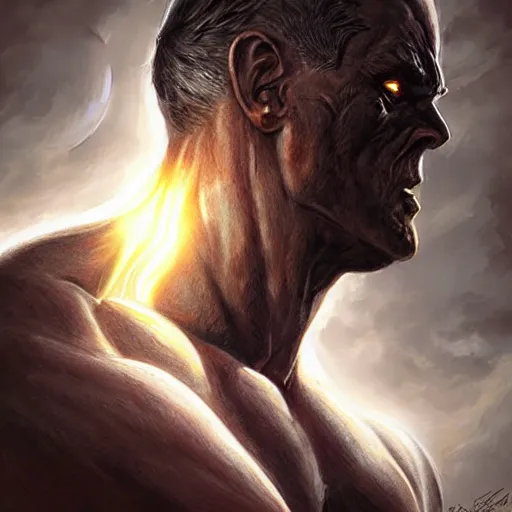 Prompt: stygian ultra realistic upper body portrait of a herculean hulking erebus, the god of darkness and shadow, solar eclipse, digital art by artgerm and karol bak