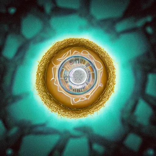 Image similar to hyperrealistic image of microscopic uranium atom, by thomas eakes & xiang duan & mike judge, perfect symmetry, dim volumetric lighting, photorealistic, 8 k octane beautifully detailed render, post - processing, extremely hyper - detailed, intricate, epic composition, lifelike attributes, cinematic lighting, masterpiece, trending on artstation, very very detailed, stunning,