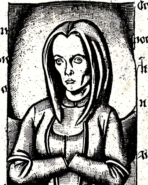 Prompt: an illustration of dana scully from the nuremberg chronicle, 1 4 9 3