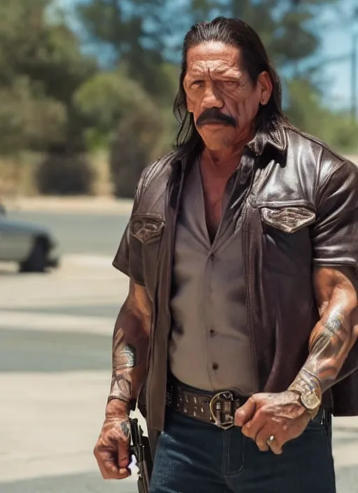 Prompt: film still of Danny Trejo as Martin Riggs in Lethal Weapon, 4k