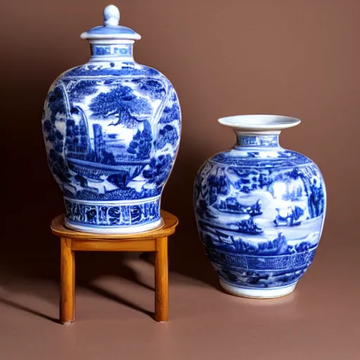 Image similar to photograph of kangxi blue and white porcelain