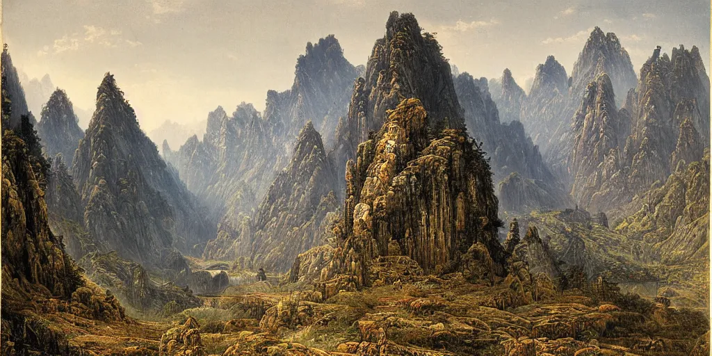 Image similar to Intricate mountainous landscape in the depths of China by Ivan Shishkin