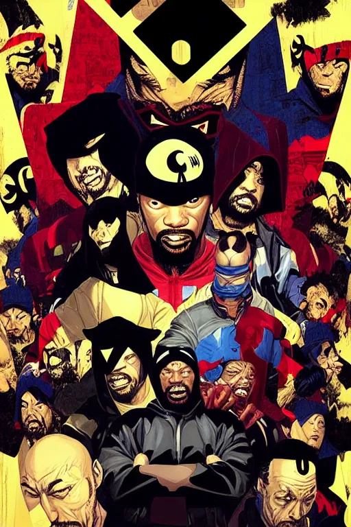 Prompt: wutang clan!!, chris bachalo comic art, pop art, no duplicate image, pixel art, ultra details, ultra realistic, digital painting, artstation, concept art, smooth, sharp focus, identical, illustration, intecrate details, art by richard hamilton and mimmo rottela, pixels art by kirokaze and paul robertson