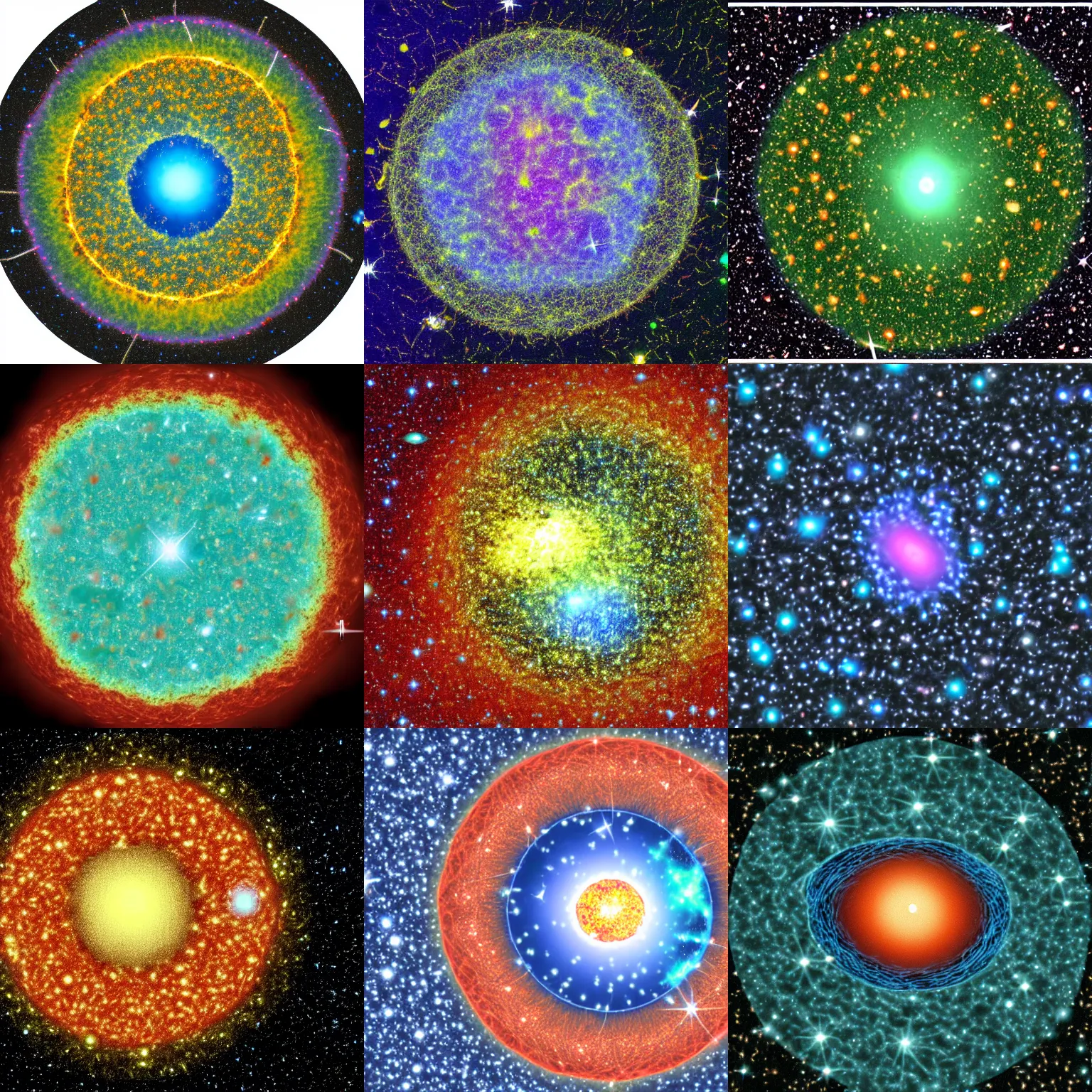 Prompt: universe star field flowing into single cell nucleus eukaryote molecular