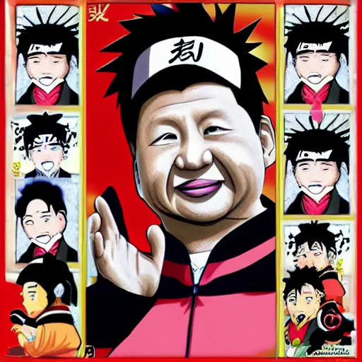 Image similar to xi jinping in the style of naruto, fan art