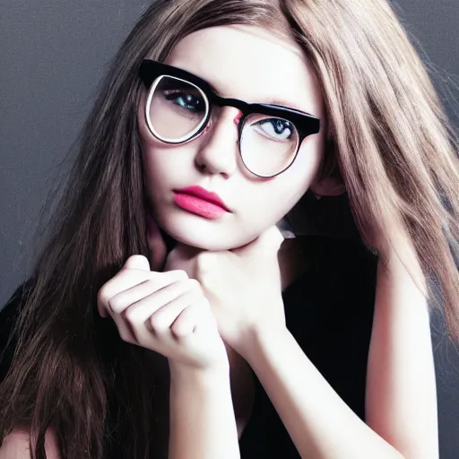 Image similar to girl with 4 eyes, fashion photo, detailed, realistic