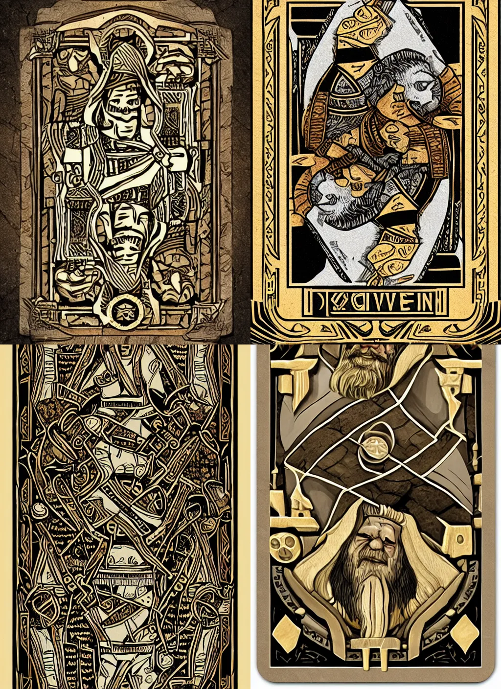 Prompt: playing card with dwarven thematic | detailed | artdeco | stone | runes | hyperdetailed