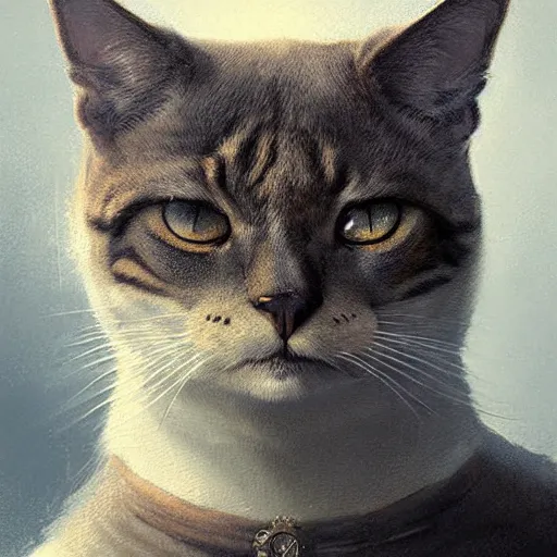 Prompt: portrait of an anthrophomorphic man cat,digital art,ultra detailed,ultra realistic,art by greg rutkowski