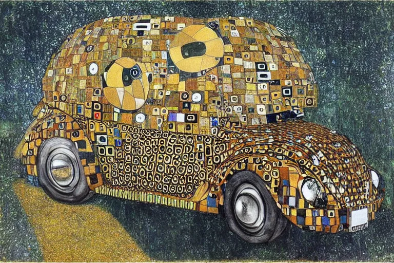 Image similar to gustav klimt vw beetle