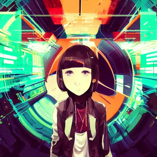 Image similar to Frequency indie album cover, luxury advertisement, instagram filter, amazing stylish colors. highly detailed post-cyberpunk sci-fi close-up schoolgirl in asian city in style of cytus and deemo, by Tsutomu Nihei, by Ilya Kuvshinov, by Greg Tocchini, nier:automata, Yorda from Ico, set in half-life 2, beautiful, very inspirational, very stylish, with gradients, surrealistic, dystopia, postapocalyptic vibes, depth of field, rich cinematic atmosphere, perfect digital art, mystical journey in strange world, beautiful dramatic dark moody tones and studio lighting, shadows, arthouse