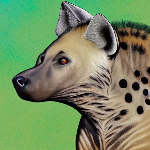 Image similar to digital painting of a hyena with white spots