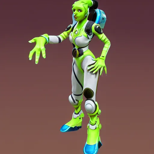 Prompt: female lucio, 3D model, in-game, made by blizzard, highly detailed, unreal engine 5, official