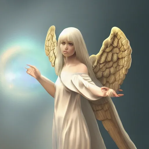 Prompt: an angel waiting in multiuniverse for another angel who is coming from parallel universe, realistic, concept art trending on artstation, golden ratio ,-n 9