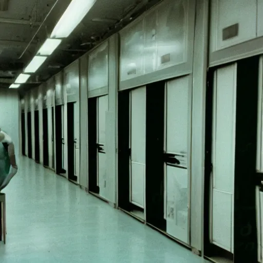Prompt: storage room with a lone mannequin cinestill 8 0's