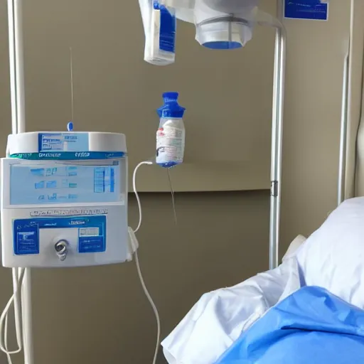 Image similar to hospital room with intravenous gravy bag