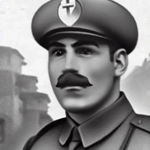 Prompt: mario as a soldier , historical photo ww2