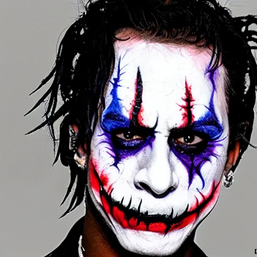 Prompt: playboi carti with scary face paint inspired by the joker 4 k detailed super realistic