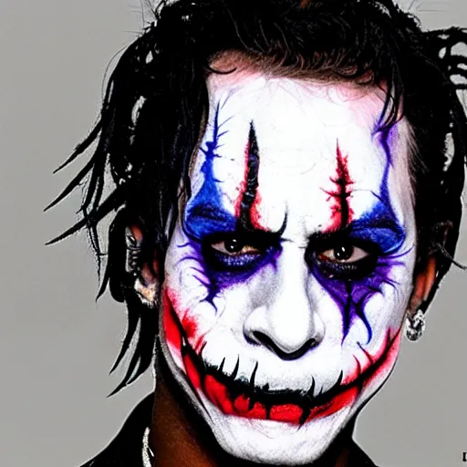 Image similar to playboi carti with scary face paint inspired by the joker 4 k detailed super realistic