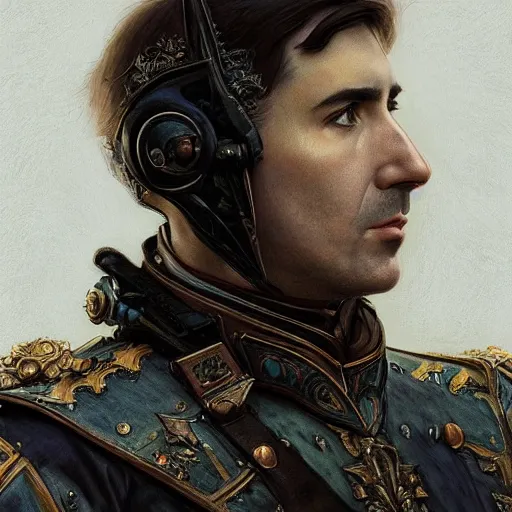 Image similar to portrait of stoic looking john oliver as in the vigo carpathian painting, military uniform, fantasy, intricate, elegant, beautiful, highly detailed, charcoal, centered, dark, smokey, digital painting, artstation, concept art, smooth, sharp focus, illustration, art by artgerm and greg rutkowski and alphonse mucha