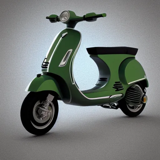 Image similar to futuristic luxury Vespa scooters 3D model with psychadelic colors for rich hippies and nature lovers.