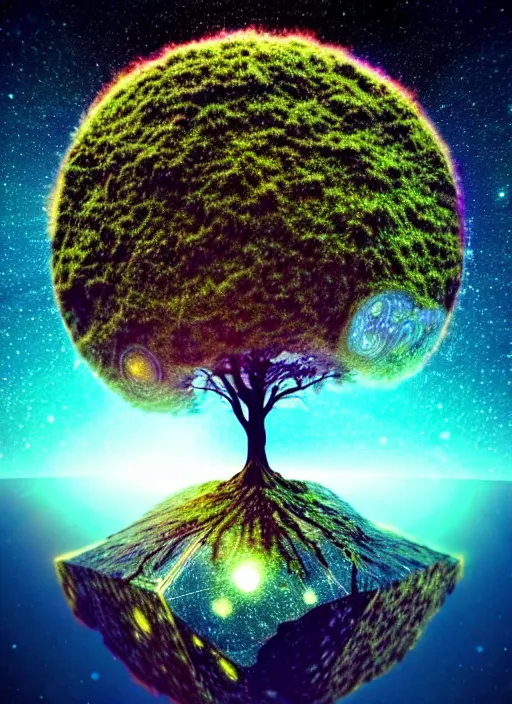 Image similar to high depth, collective civilization tree, calm, healing, resting, life, hybrids, scifi, glowing lights, published concept art, mixed medias, image overlays, sharp focus, winning illustration, eyes reflecting into eyes into infinity, singularity!!!, 3 6 0 projection, art in the style of all