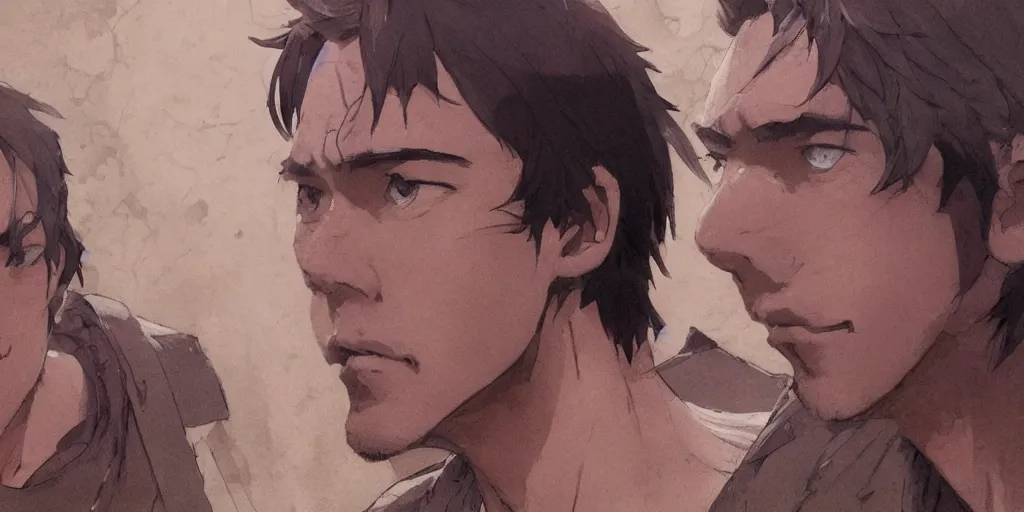 Image similar to a film still portrait of phil spencer, finely detailed features, closeup at the faces, perfect art, at an ancient city, gapmoe yandere grimdark, trending on pixiv fanbox, painted by greg rutkowski makoto shinkai takashi takeuchi studio ghibli, akihiko yoshida,