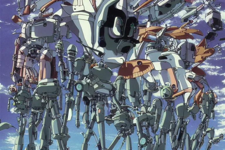 Prompt: still from anime sci-fi movie by Studio Ghibli, illustrations by Hayao Miyazaki, by Masamune Shirow