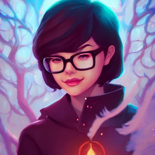 Image similar to a portrait of a beautiful velma, art by lois van baarle and loish and ross tran and rossdraws and sam yang and samdoesarts and artgerm and saruei, digital art, highly detailed, intricate, sharp focus, trending on artstation hq, deviantart, unreal engine 5, 4 k uhd image