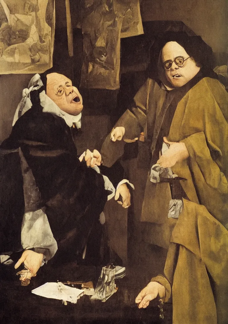 Image similar to Danny Devito as a puppet, in the style of Johannes Vermeer