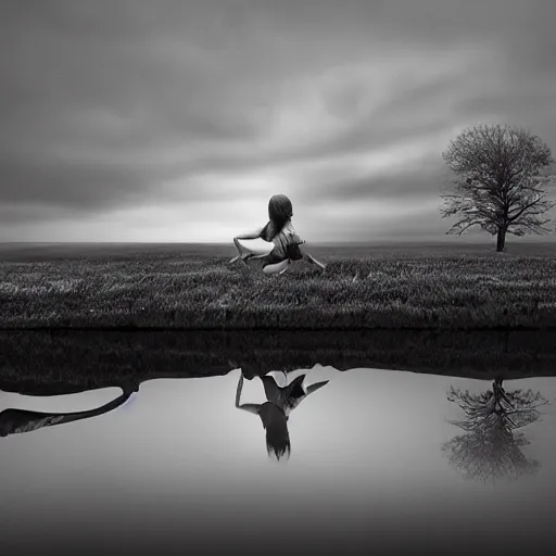 Prompt: surreal dream, award winning black and white photography