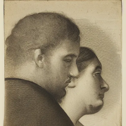 Prompt: portrait of a man in profile, (woman)