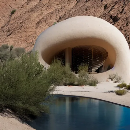 Prompt: biophilia architecture in the desert