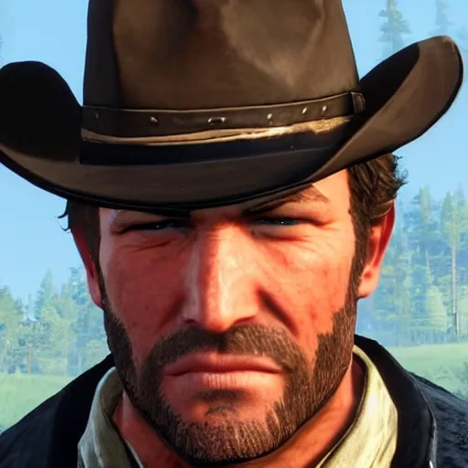 berrykanry, arthur morgan, red dead redemption, red dead redemption 2,  commentary request, highres, 1boy, artist name, beard, blurry, blurry  background, brown hair, brown vest, bullet, closed mouth, depth of field,  english text