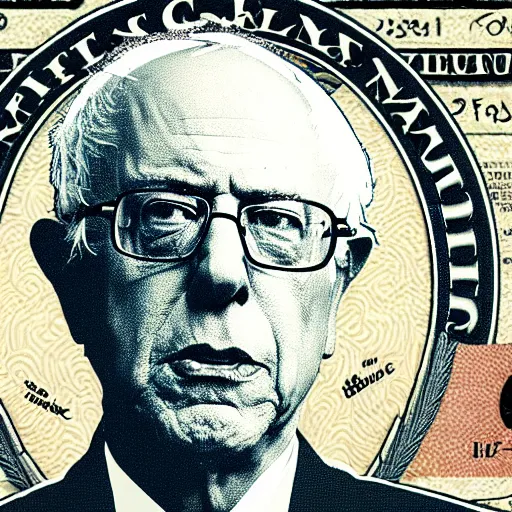 Prompt: Bernie sanders on a $50 bill