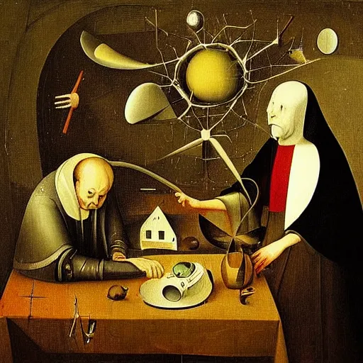 Image similar to A computer art. A rip in spacetime. Did this device in his hand open a portal to another dimension or reality?! still life by Hieronymus Bosch, by József Rippl-Rónai expressive