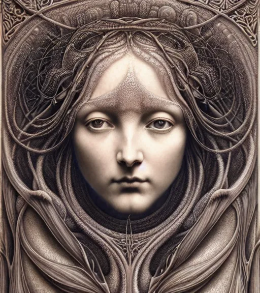 Image similar to detailed realistic beautiful rose goddess face portrait by jean delville, gustave dore, iris van herpen and marco mazzoni, art forms of nature by ernst haeckel, art nouveau, symbolist, visionary, gothic, neo - gothic, pre - raphaelite, fractal lace, intricate alien botanicals, ai biodiversity, surreality, hyperdetailed ultrasharp octane render