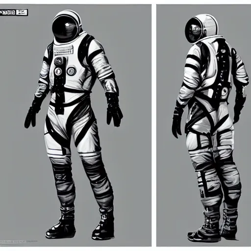 Image similar to Front, side and back character view of Astronaut from Kojima Productions by Artgem and Donato Giancola, trending on Artstation concept arts