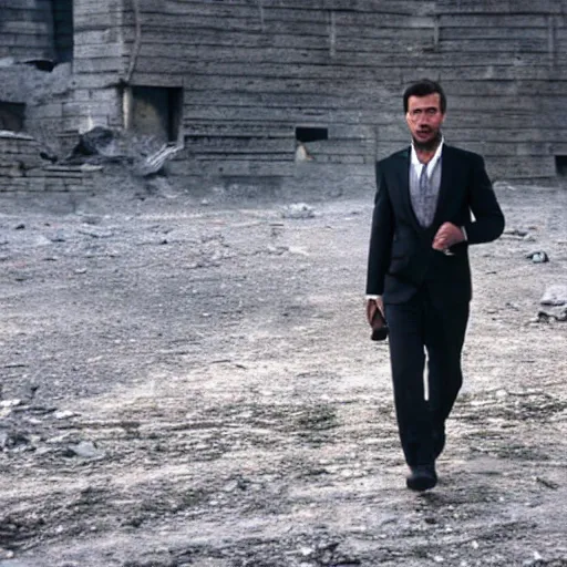 Image similar to kurdish capitalist wearing a suit, dressed smart, in a movie directed by christopher nolan, movie still frame, promotional image, imax 7 0 mm footage