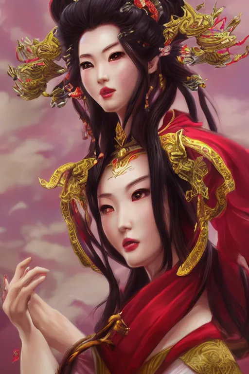 Prompt: diao chan from romance of three kingdoms in the paintetly style of WLOP, artgerm, imagine fx, artstation